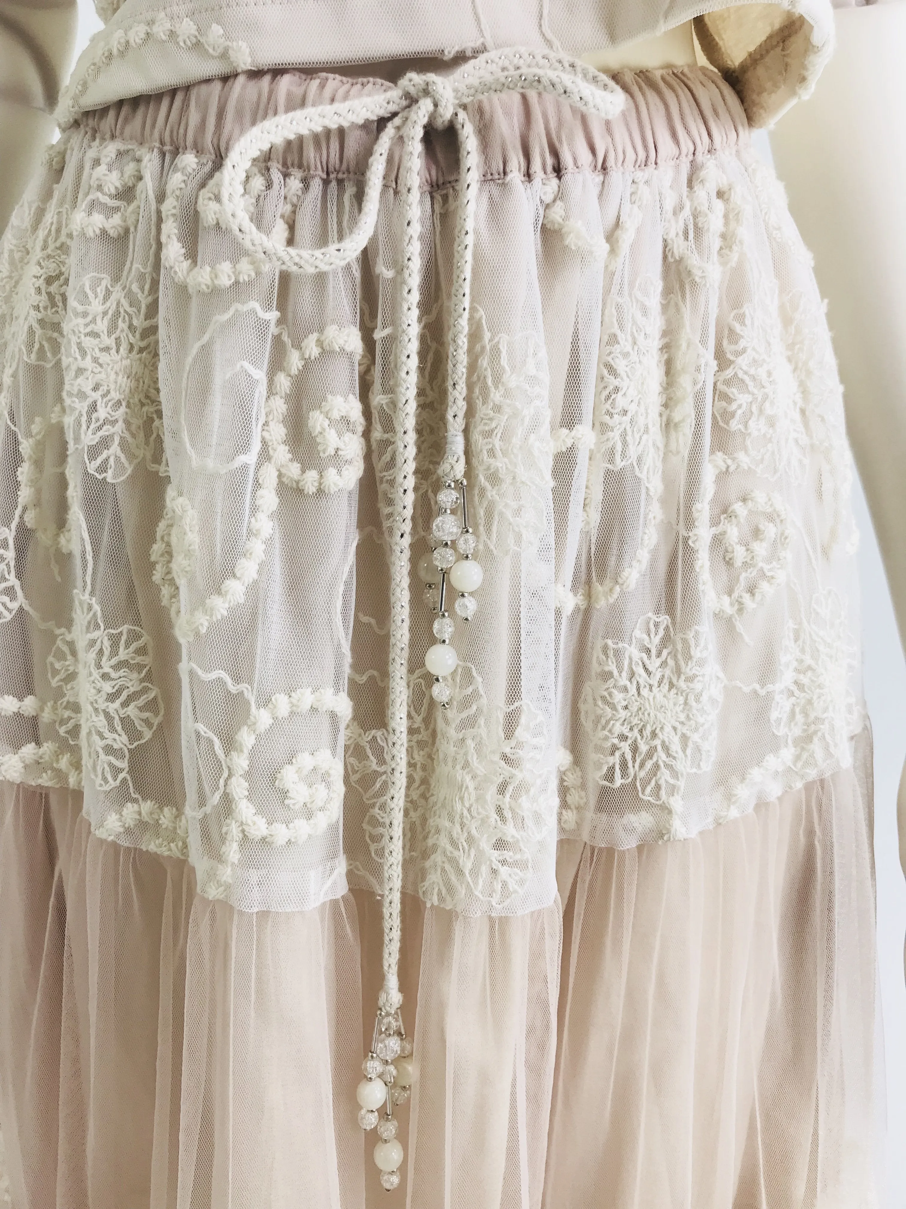 [ OUTLET!] DOLLY by Le Petit Tom  BOHO maxi skirt ballet pink