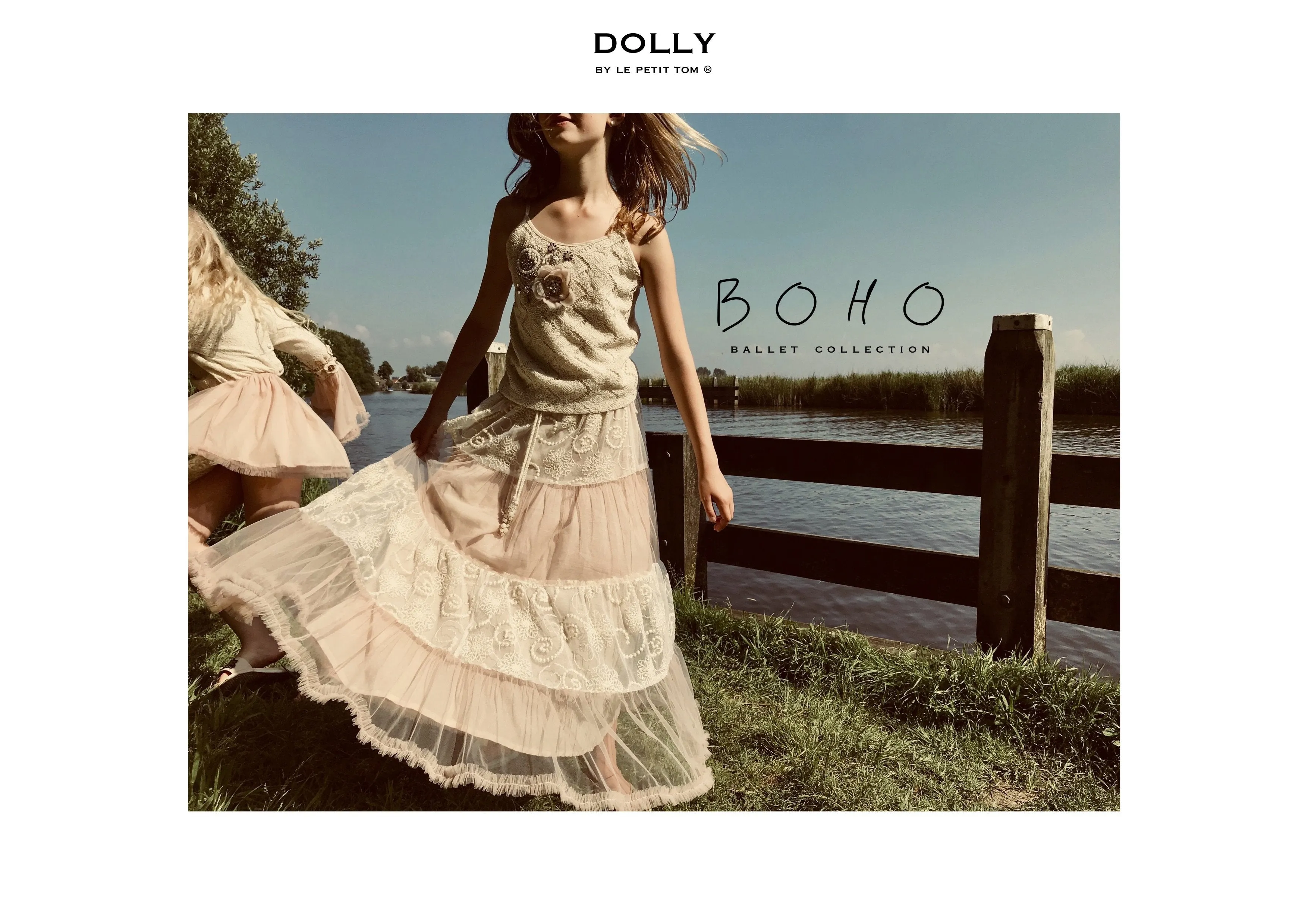 [ OUTLET!] DOLLY by Le Petit Tom  BOHO maxi skirt ballet pink