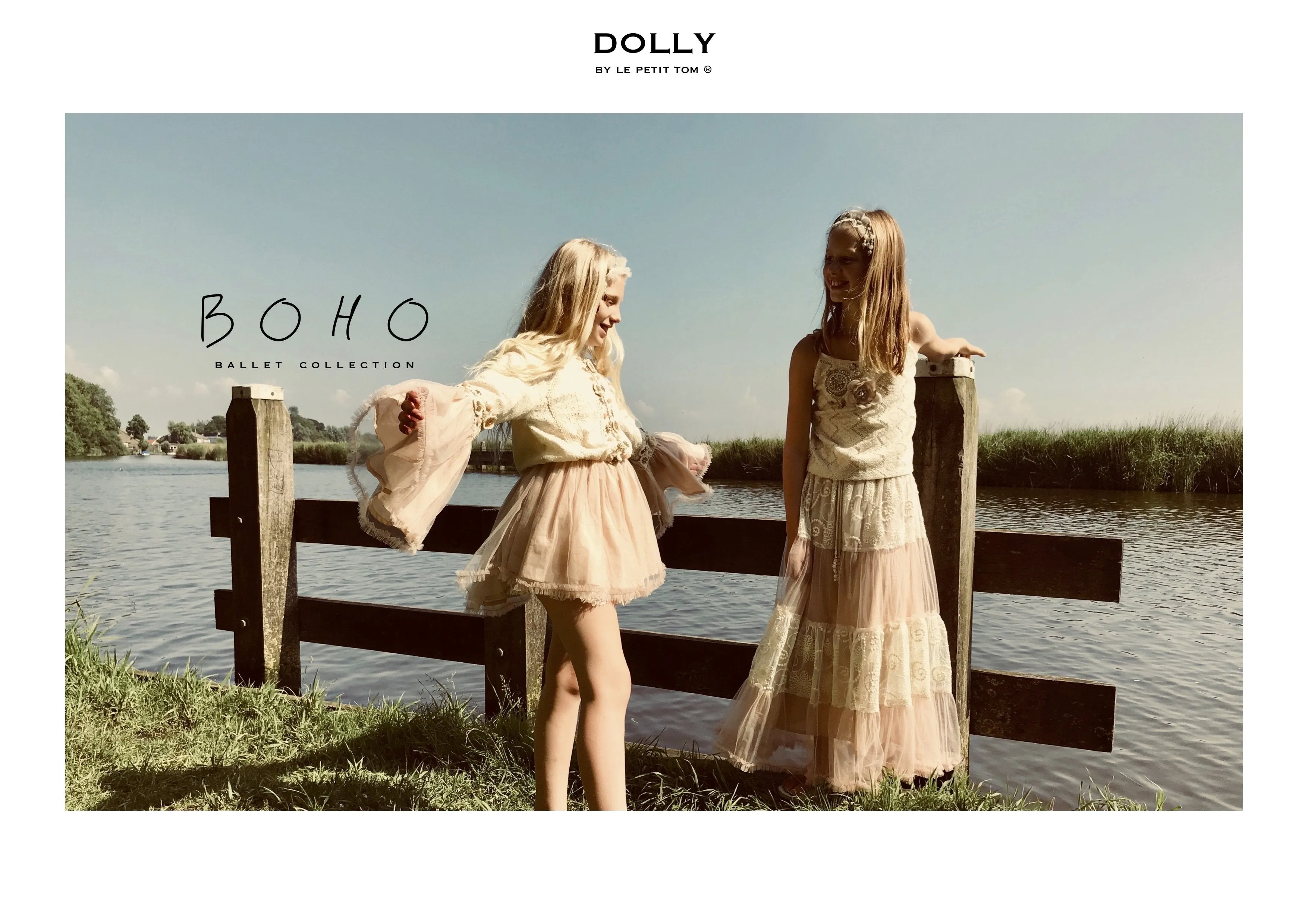 [ OUTLET!] DOLLY by Le Petit Tom  BOHO maxi skirt ballet pink