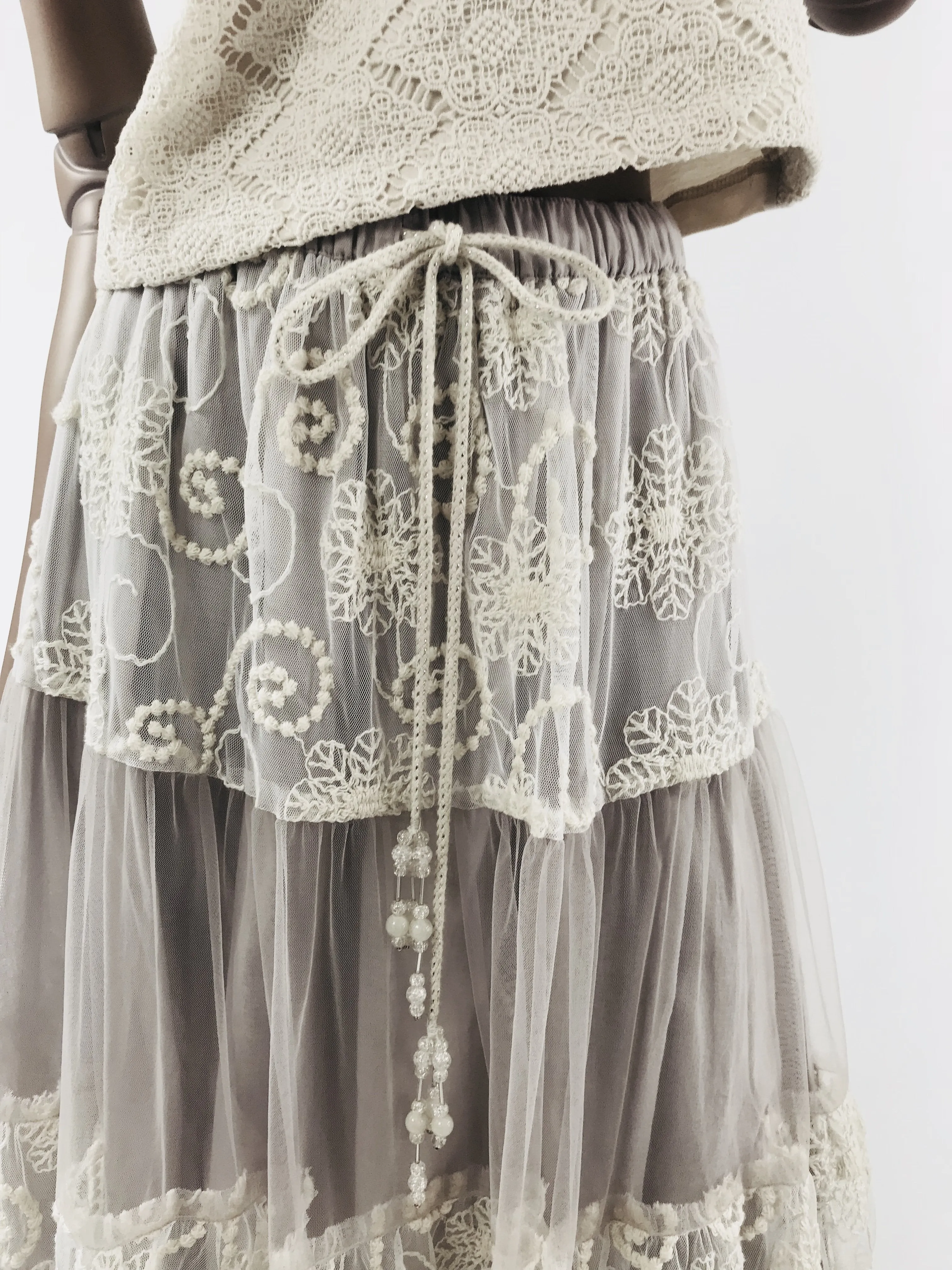 [ OUTLET!] DOLLY by Le Petit Tom  BOHO maxi skirt mauve