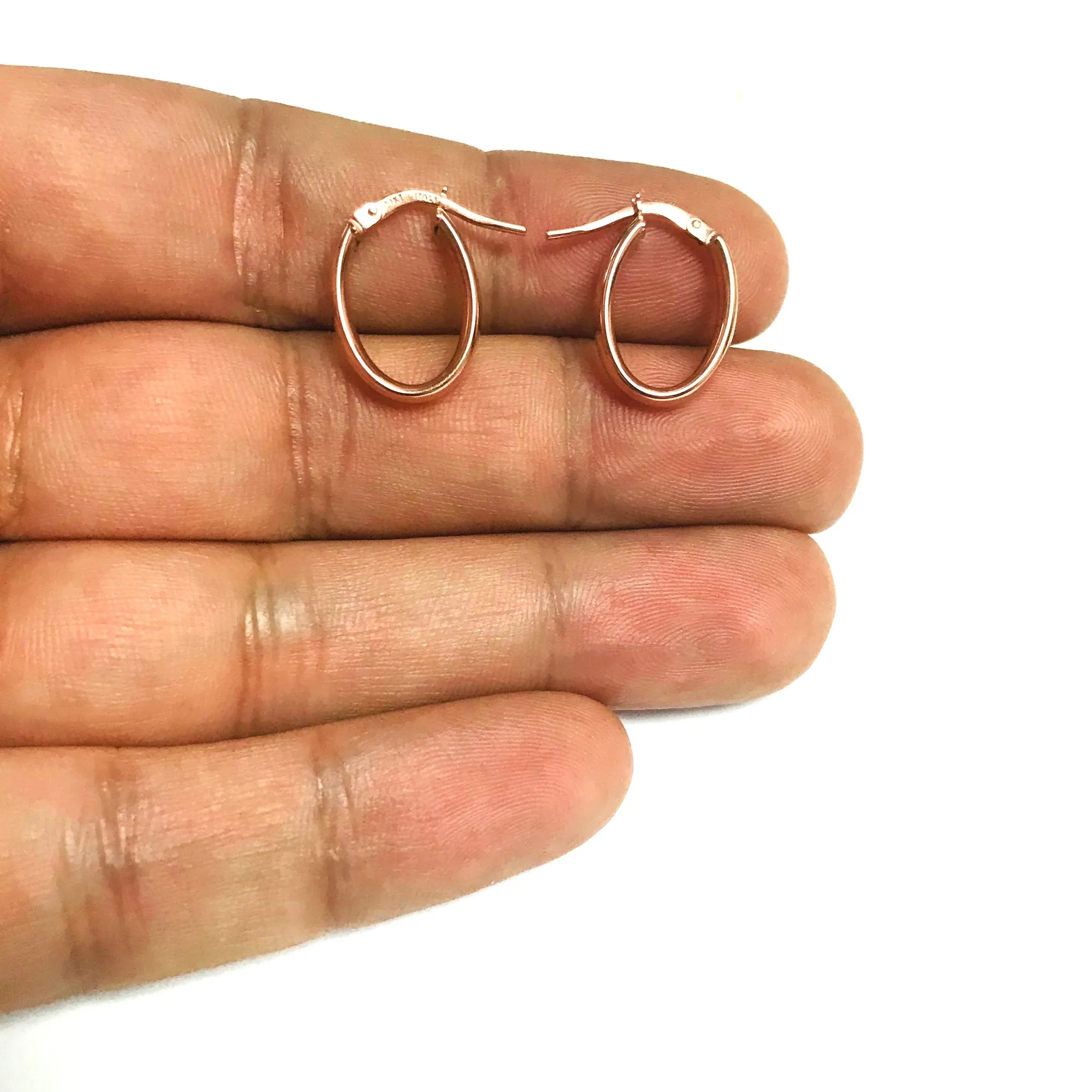 14k Gold Oval Hoop Earrings, Diameter 12mm