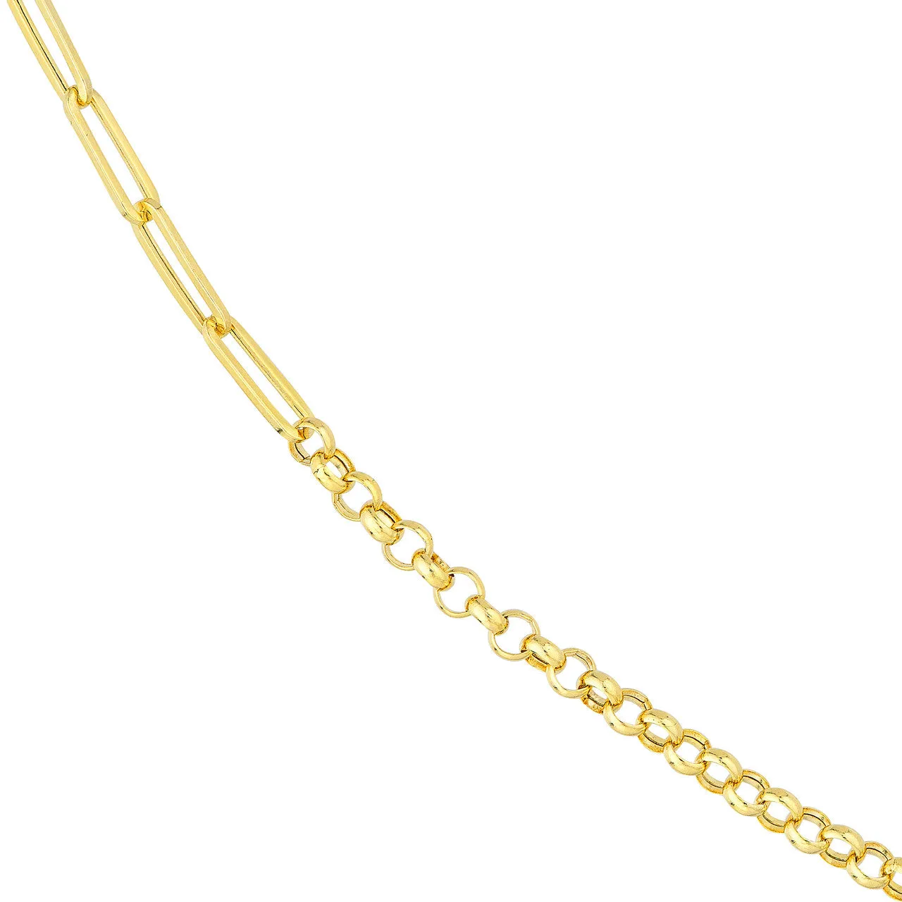 14K Yellow Gold 50/50 Paperclip + Rolo Chain Necklace