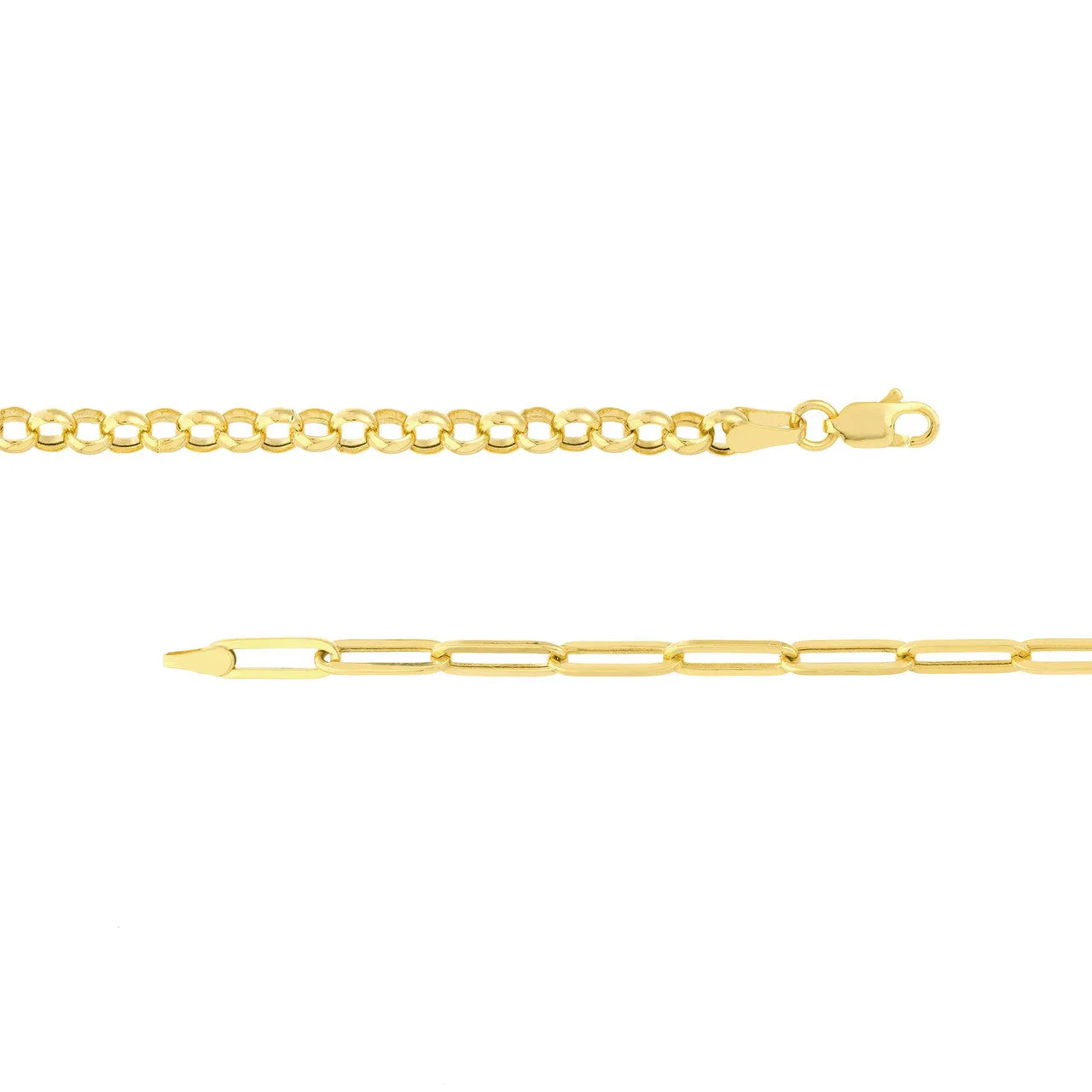 14K Yellow Gold 50/50 Paperclip + Rolo Chain Necklace