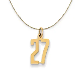 14k Yellow Gold, Alumni Small Elongated Number 27 Necklace