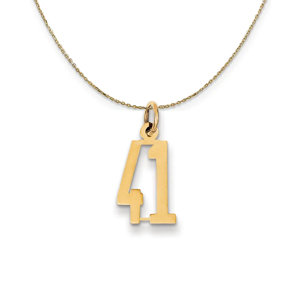 14k Yellow Gold, Alumni Small Elongated Number 41 Necklace