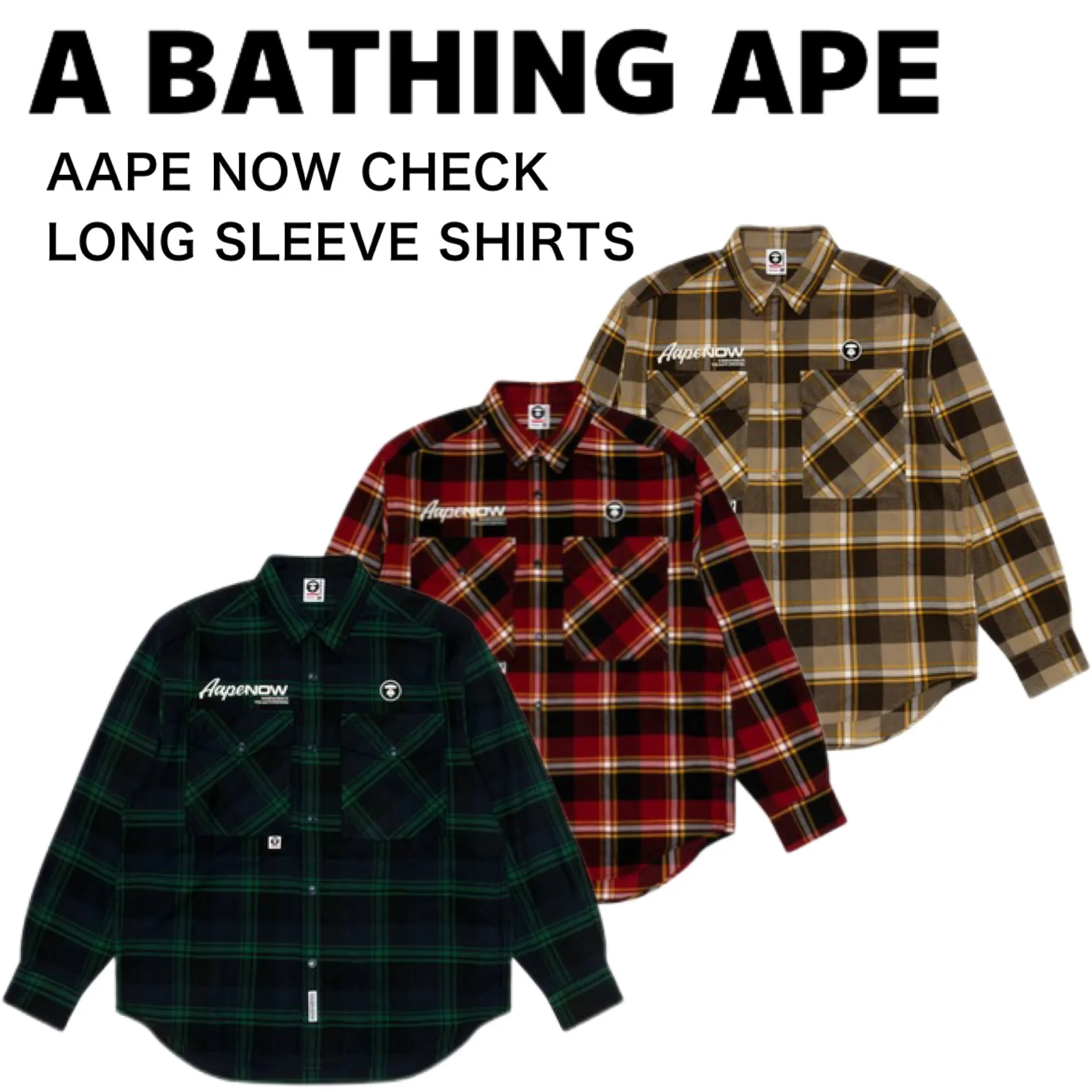 A BATHING APE  |Street Style Long Sleeves Cotton Logo Shirts