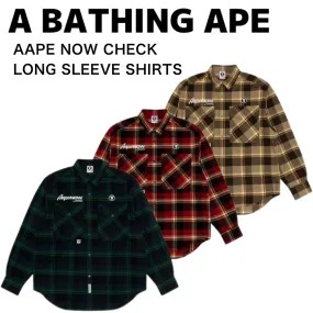 A BATHING APE  |Street Style Long Sleeves Cotton Logo Shirts