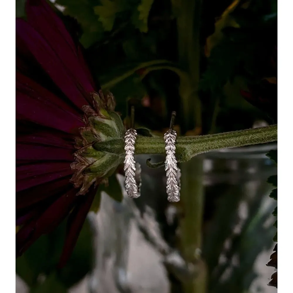 Aita - small hoop leaf earrings