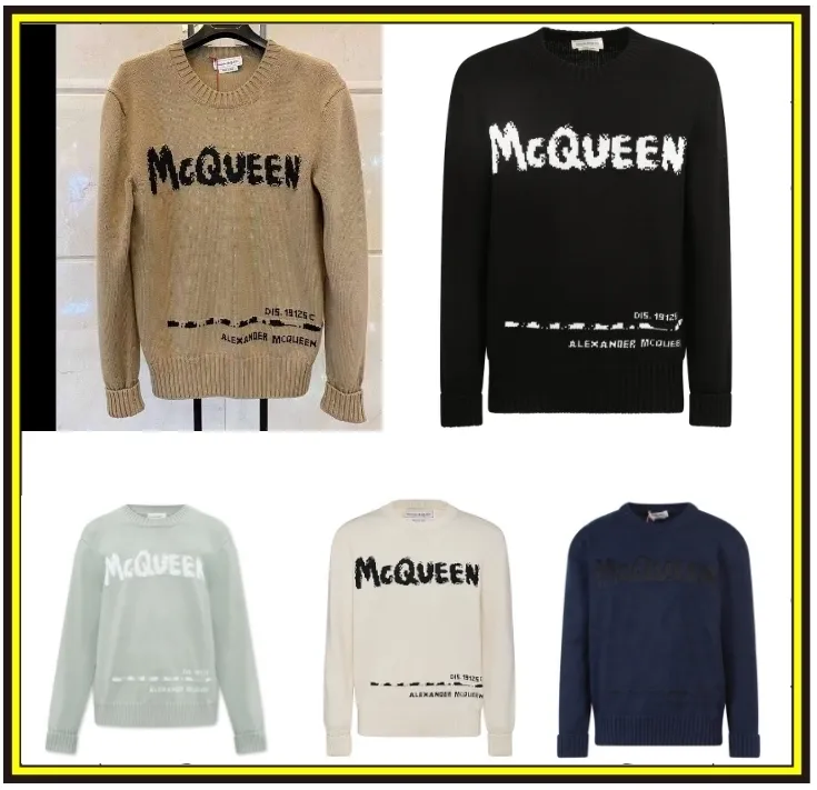 alexander mcqueen  |Unisex Street Style Long Sleeves Plain Cotton Logo Sweaters