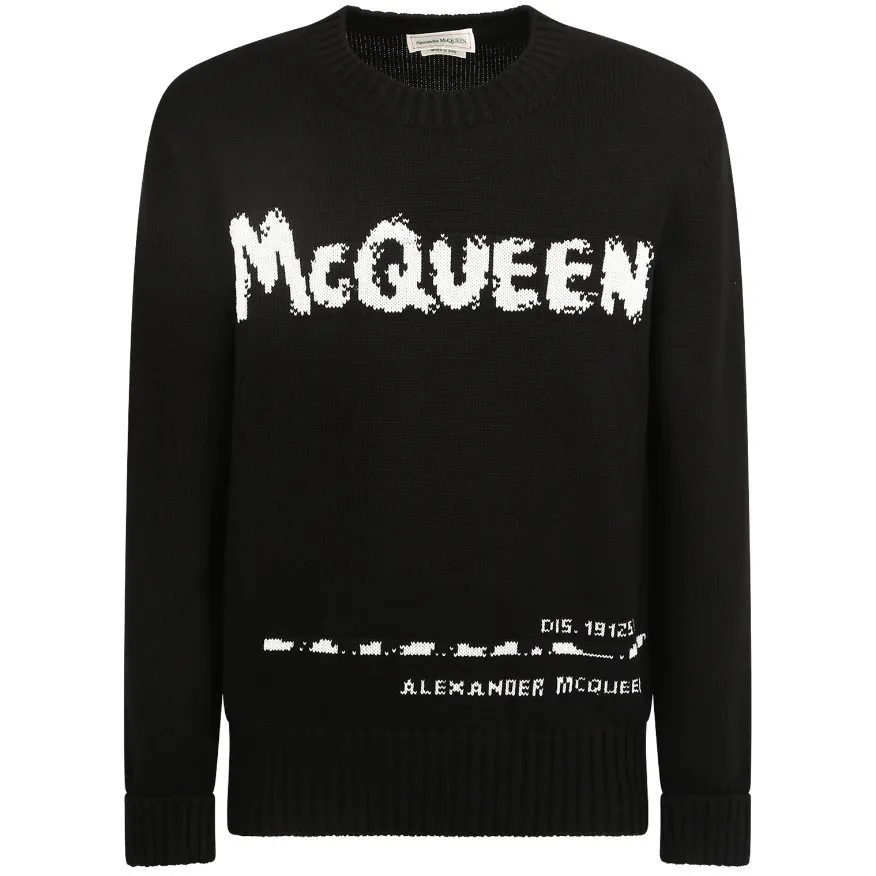 alexander mcqueen  |Unisex Street Style Long Sleeves Plain Cotton Logo Sweaters