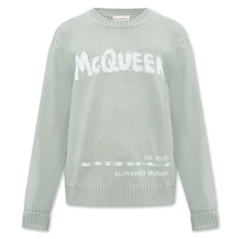 alexander mcqueen  |Unisex Street Style Long Sleeves Plain Cotton Logo Sweaters