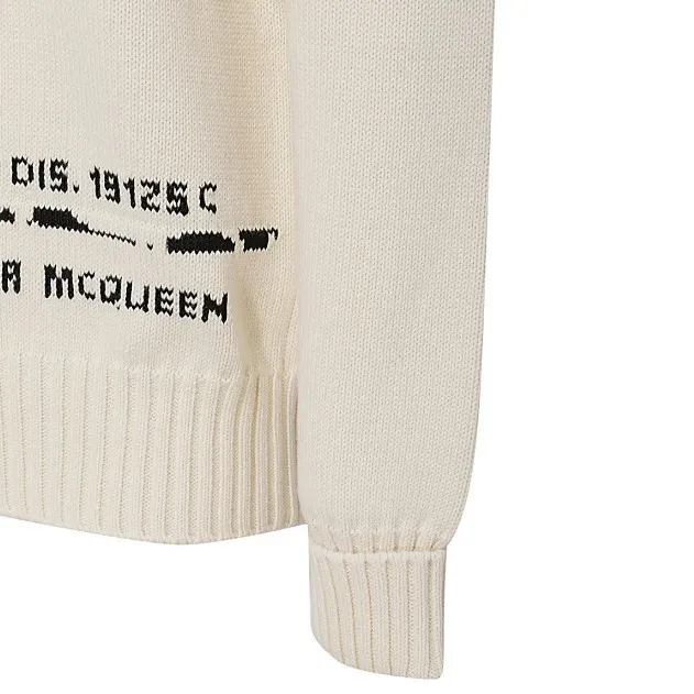 alexander mcqueen  |Unisex Street Style Long Sleeves Plain Cotton Logo Sweaters