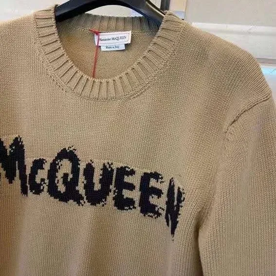 alexander mcqueen  |Unisex Street Style Long Sleeves Plain Cotton Logo Sweaters