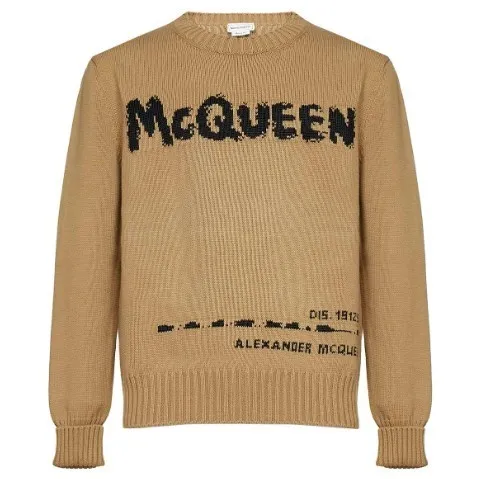 alexander mcqueen  |Unisex Street Style Long Sleeves Plain Cotton Logo Sweaters