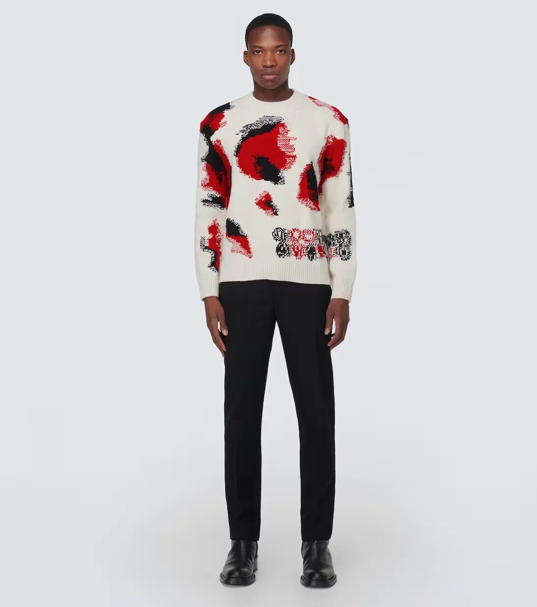 alexander mcqueen  |Wool Cashmere Street Style U-Neck Long Sleeves Cotton