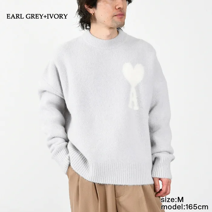 AMI PARIS  |Crew Neck Heart Unisex Wool Nylon Long Sleeves Plain Logo