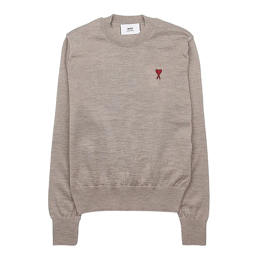 AMI PARIS  |Heart Wool Long Sleeves Plain Oversized Logo Designers