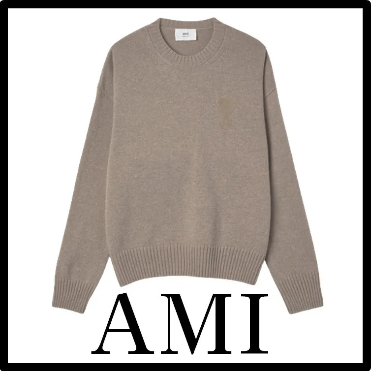 AMI PARIS  |Unisex Street Style Logo Designers Sweaters