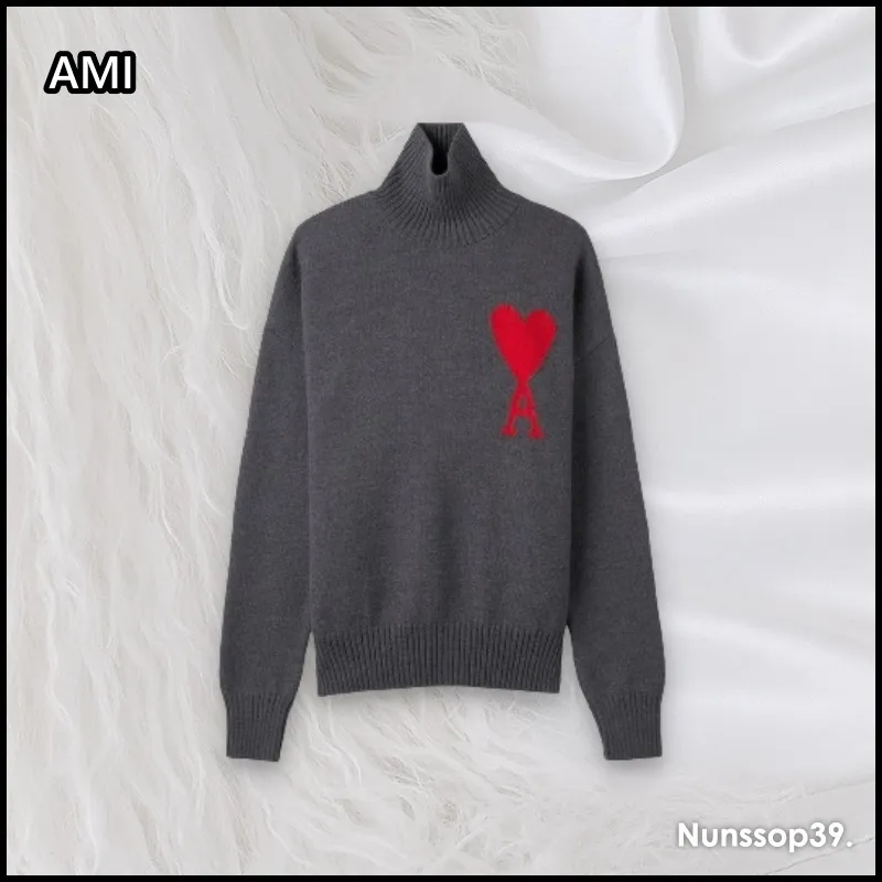 AMI PARIS  |Unisex Street Style Long Sleeves Plain Logo Designers