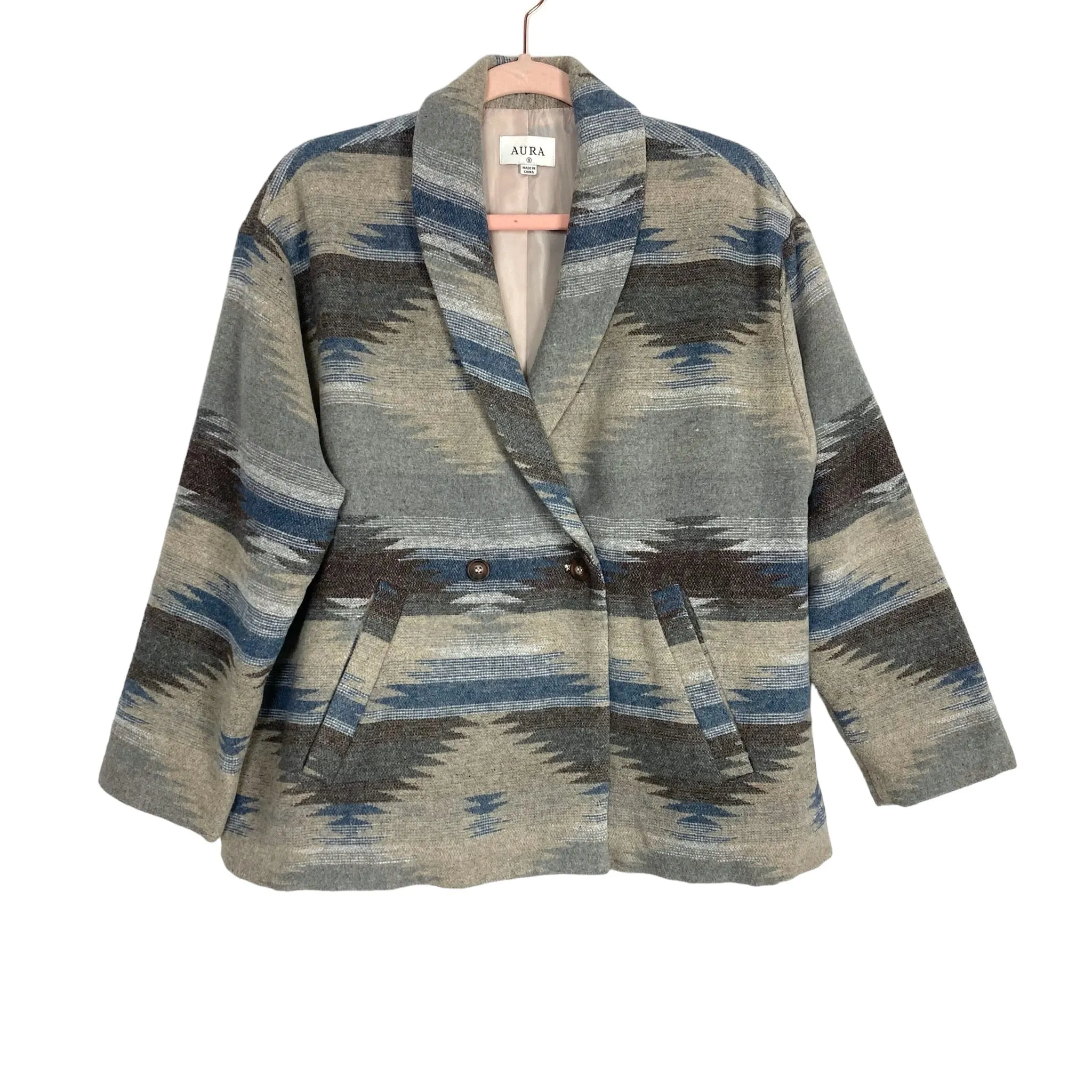 AURA Aztec Print Button Front Jacket- Size S