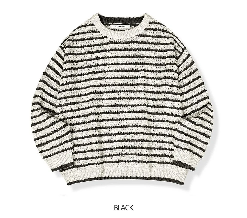 AVANDRESS  |Stripes Unisex Street Style Long Sleeves Oversized Sweaters