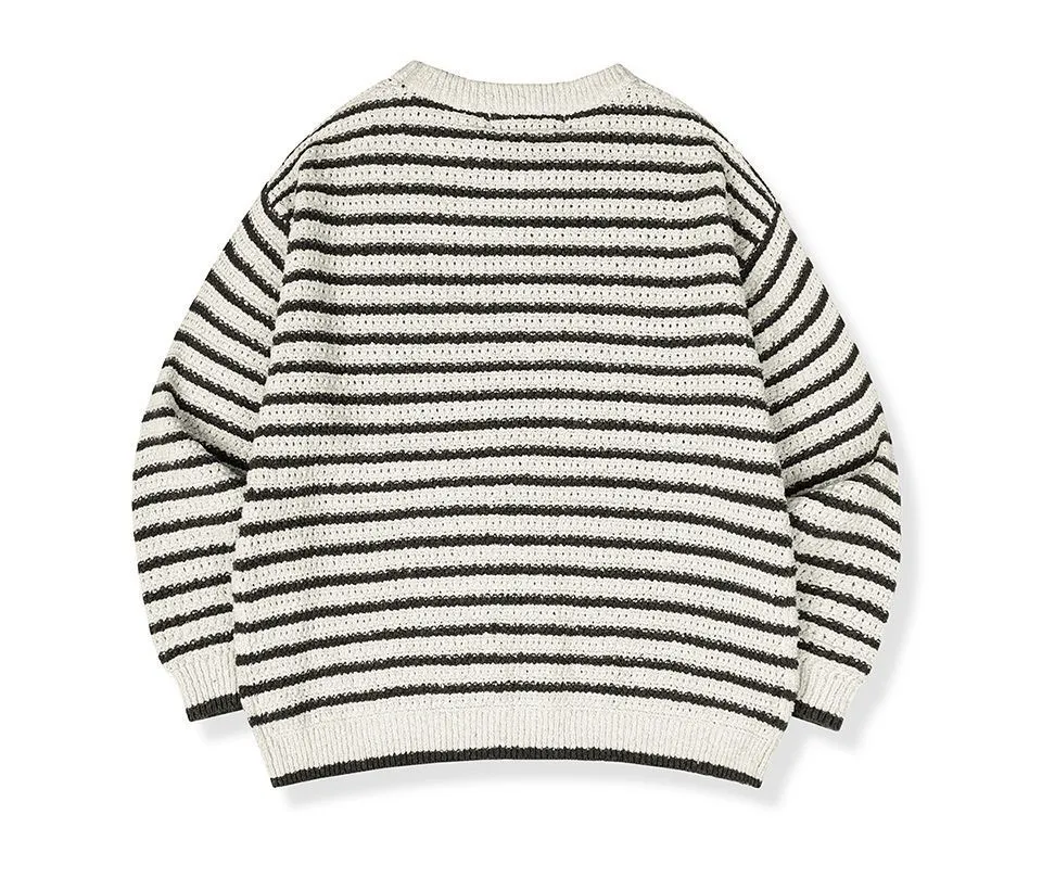 AVANDRESS  |Stripes Unisex Street Style Long Sleeves Oversized Sweaters