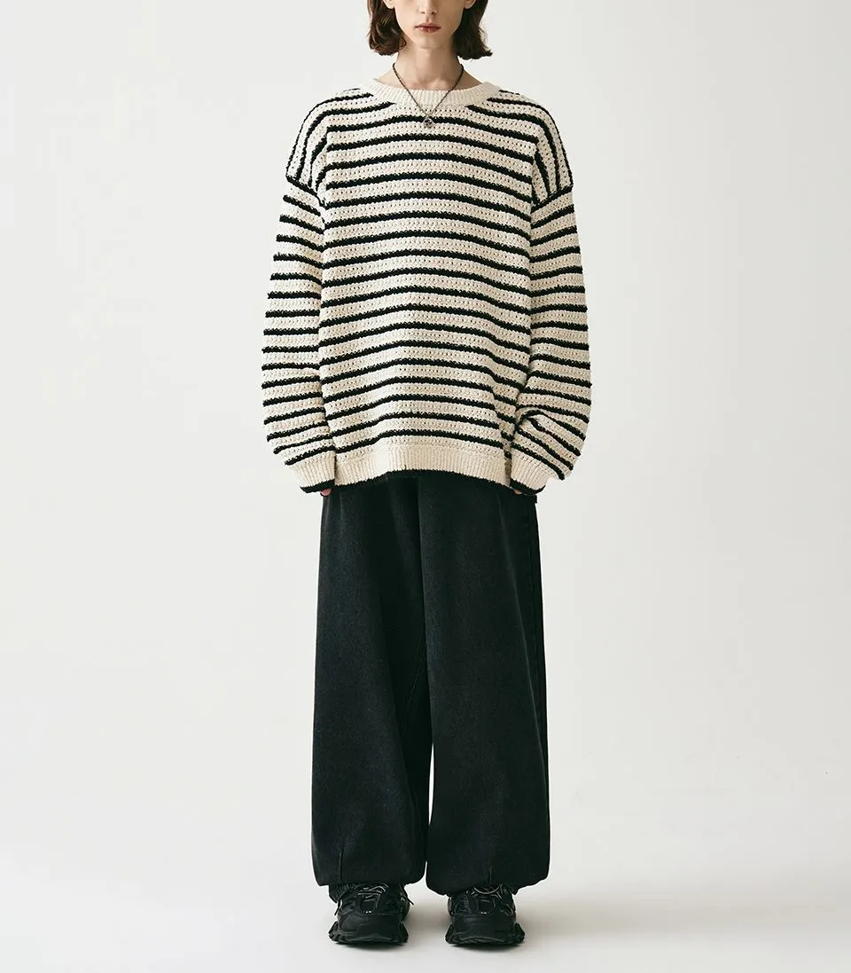 AVANDRESS  |Stripes Unisex Street Style Long Sleeves Oversized Sweaters