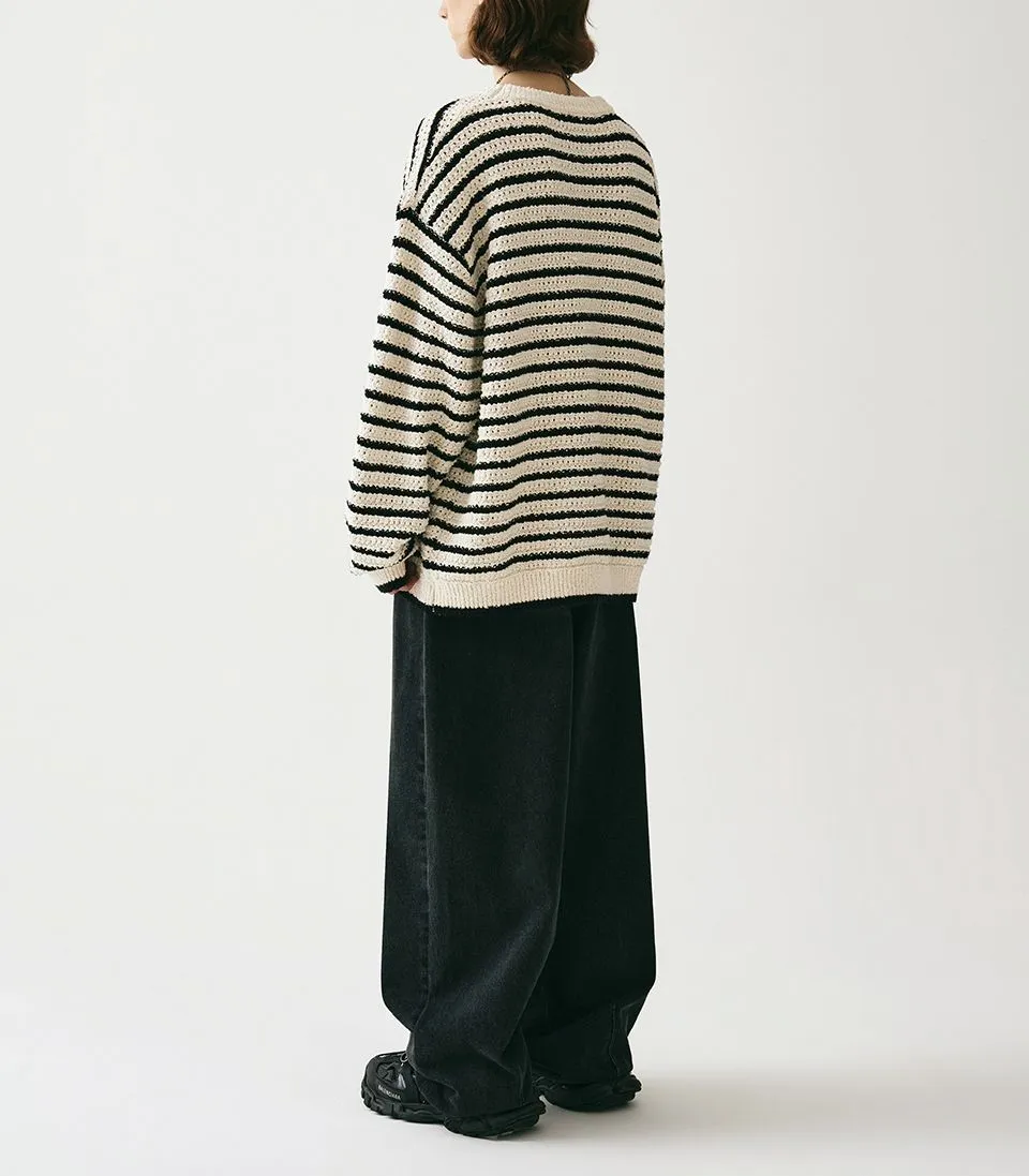 AVANDRESS  |Stripes Unisex Street Style Long Sleeves Oversized Sweaters