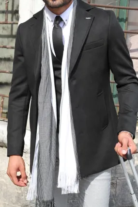 Black Slim-Fit Wool Coat