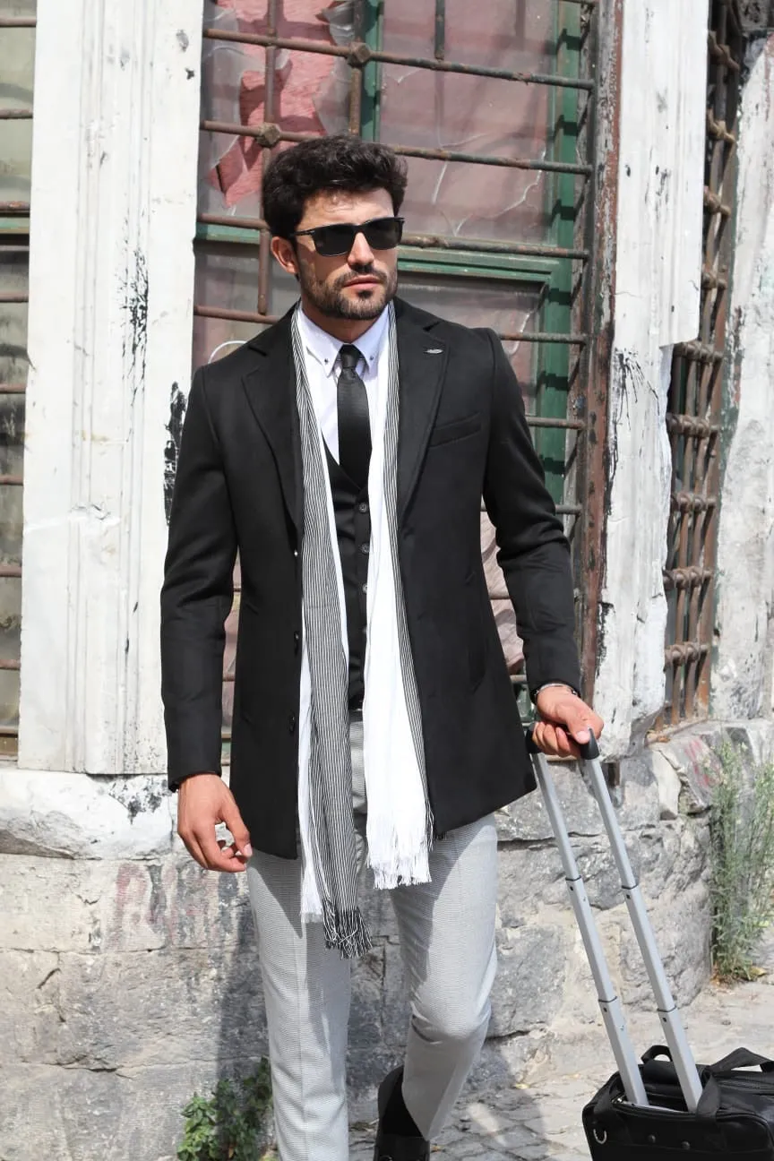 Black Slim-Fit Wool Coat