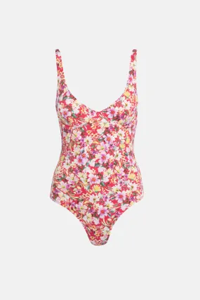 Bloom Floral Underwire One Piece Red