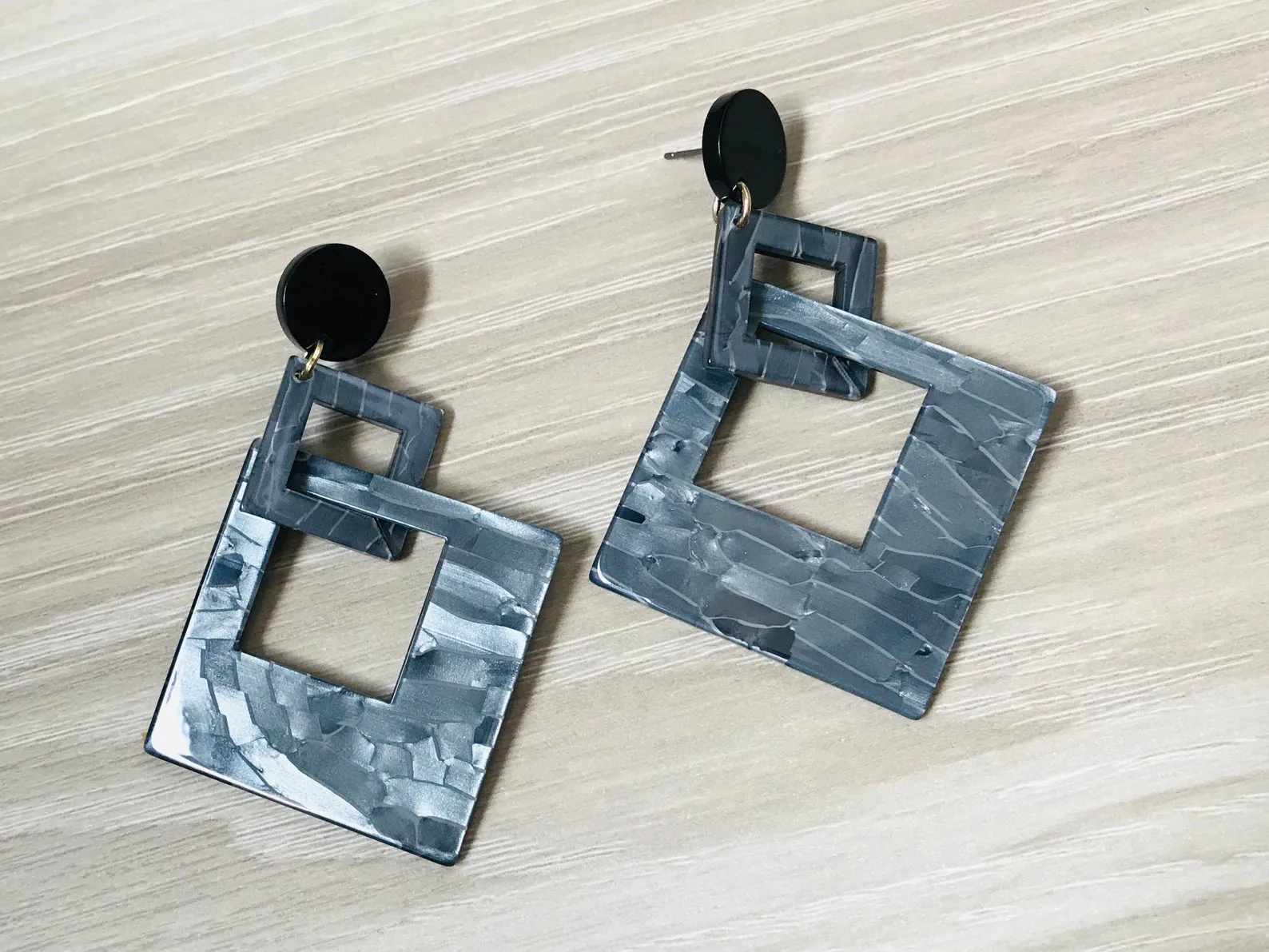 Blue Square Acrylic Geometric Earrings