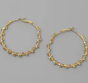 Braided Stone Metal Hoop Earrings