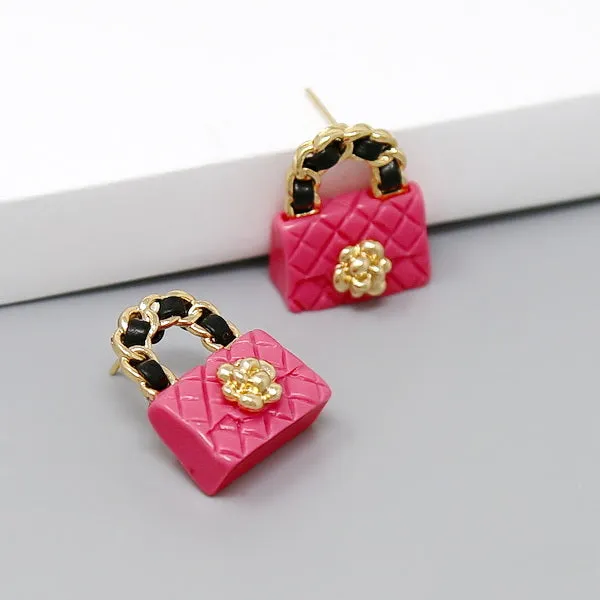 Camelia Flower Vintage Purse Stud Earrings