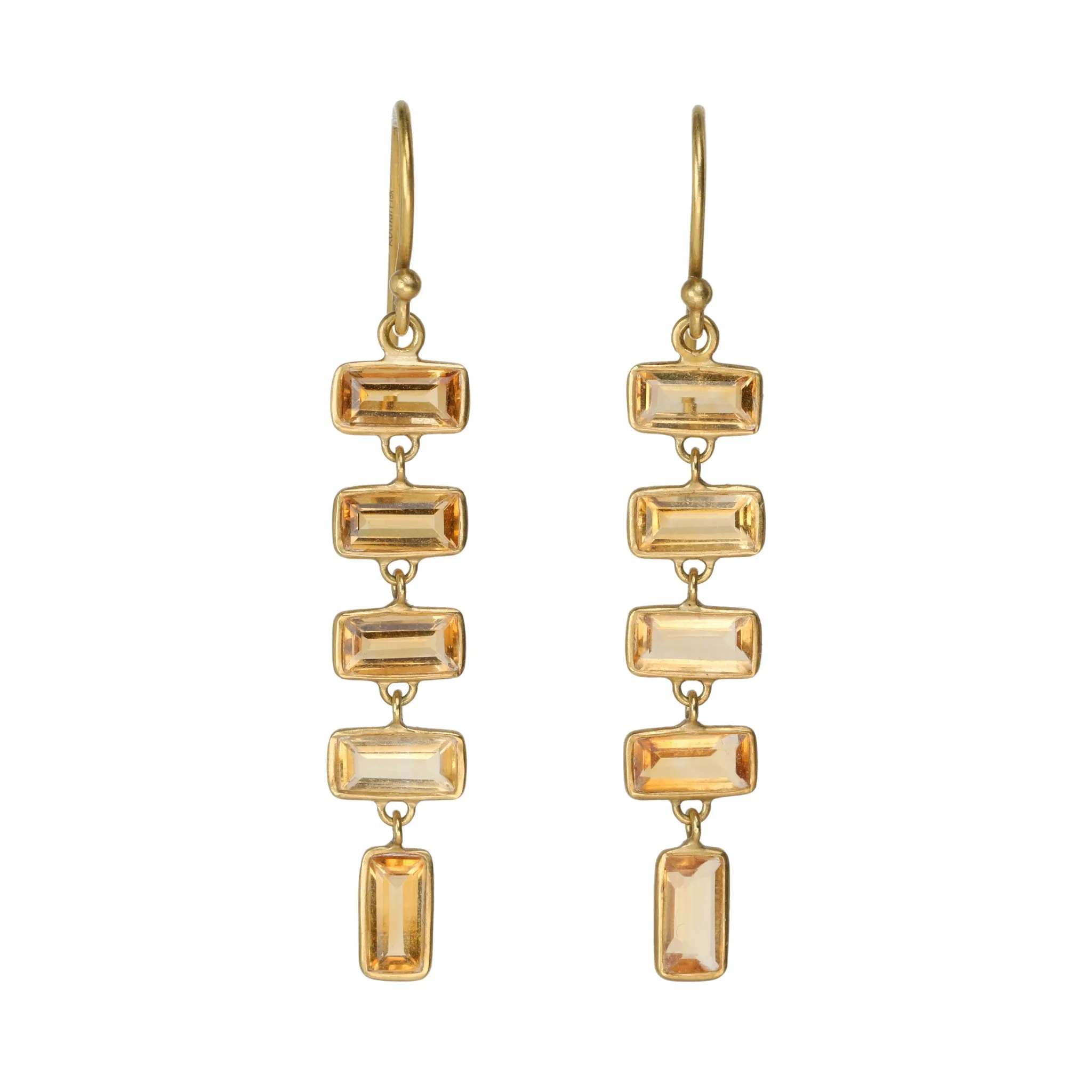 Citrine Baguette Cascade Earrings