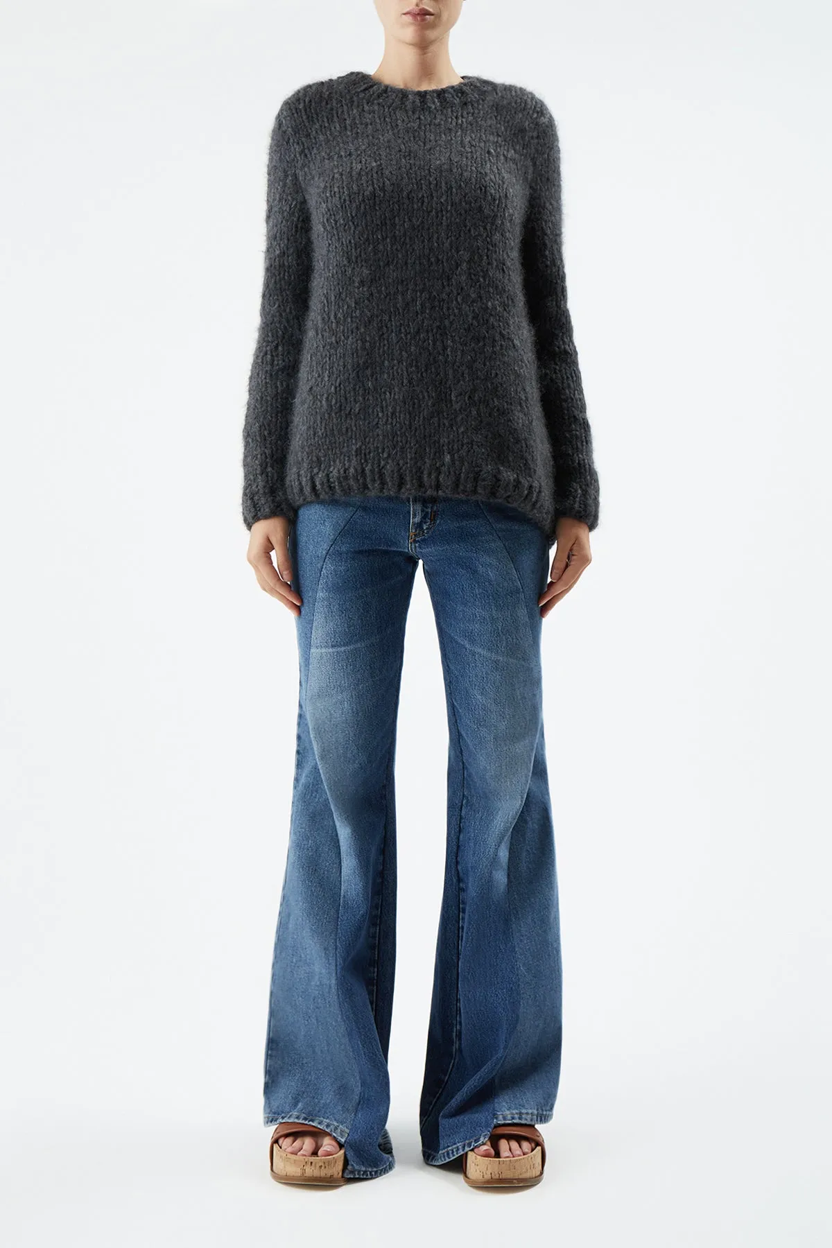 Clarissa Knit Sweater in Charcoal Welfat Cashmere