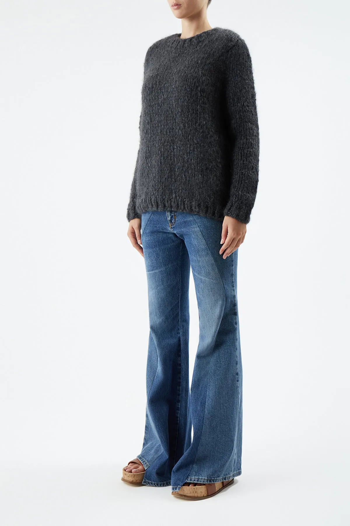 Clarissa Knit Sweater in Charcoal Welfat Cashmere