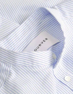 Collarless Shirt-Blue Pinstripe