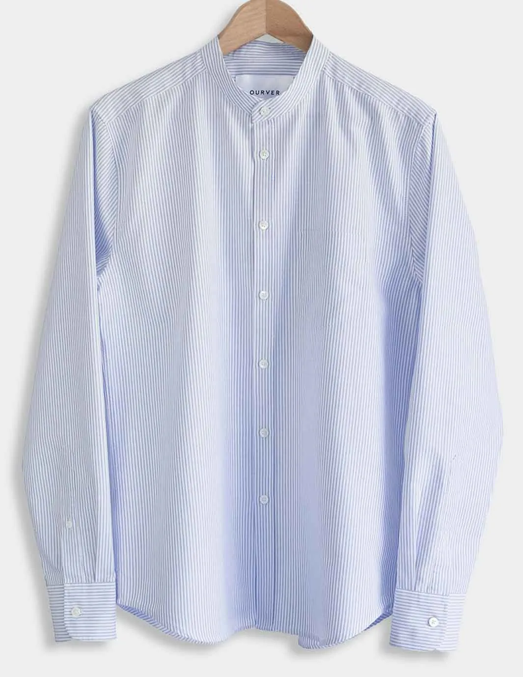 Collarless Shirt-Blue Pinstripe