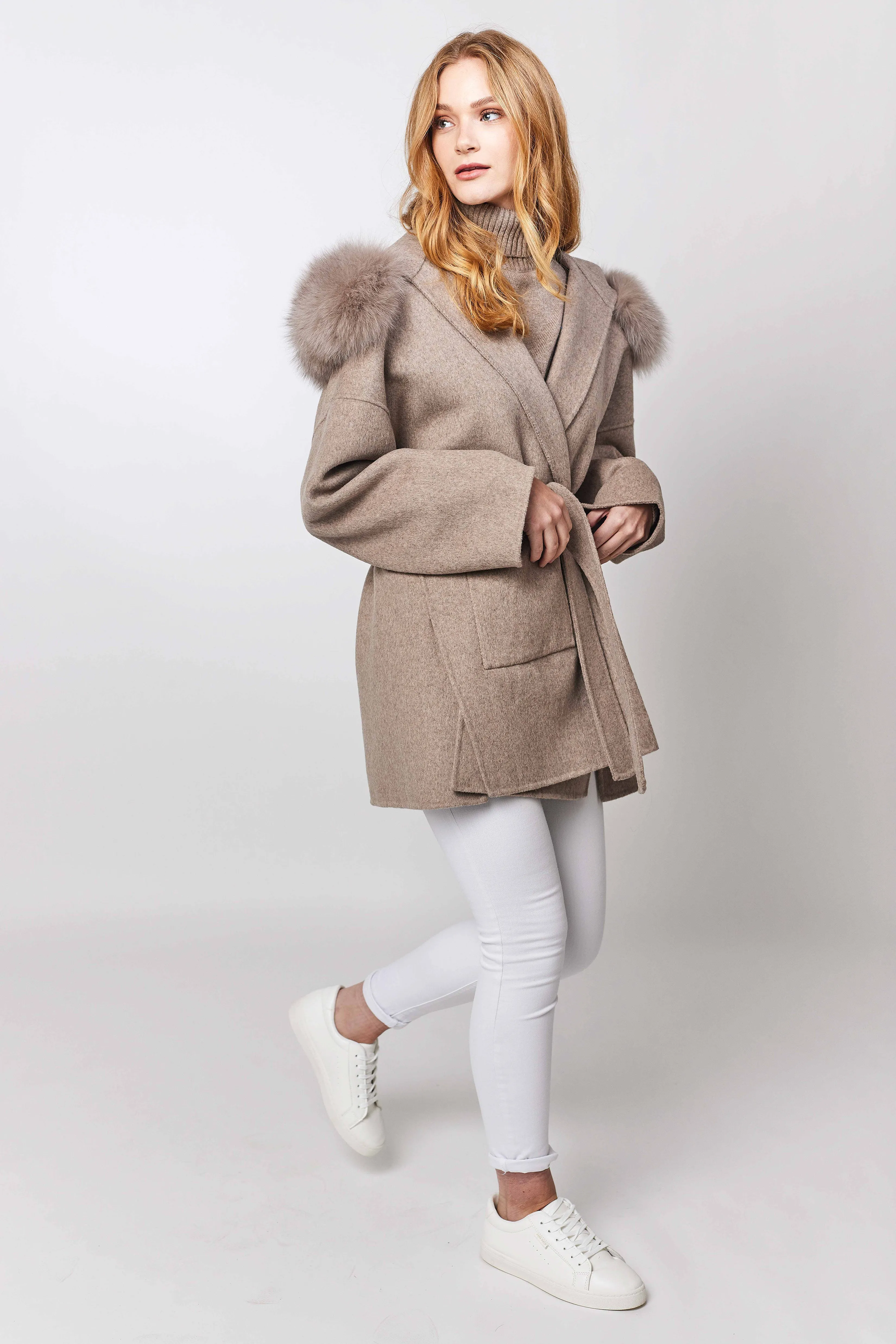 Constance cashmere Coat - Taupe