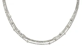 Contemporary Diamond 18 Karat White Gold Multi-Strand Necklace