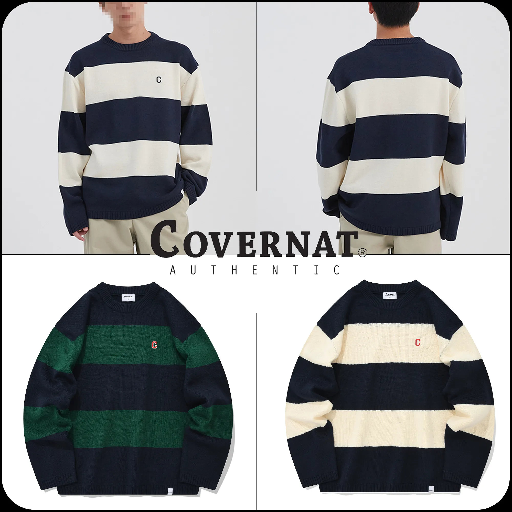 COVERNAT  |[COVERNAT]★Stripe Crew neck Knit