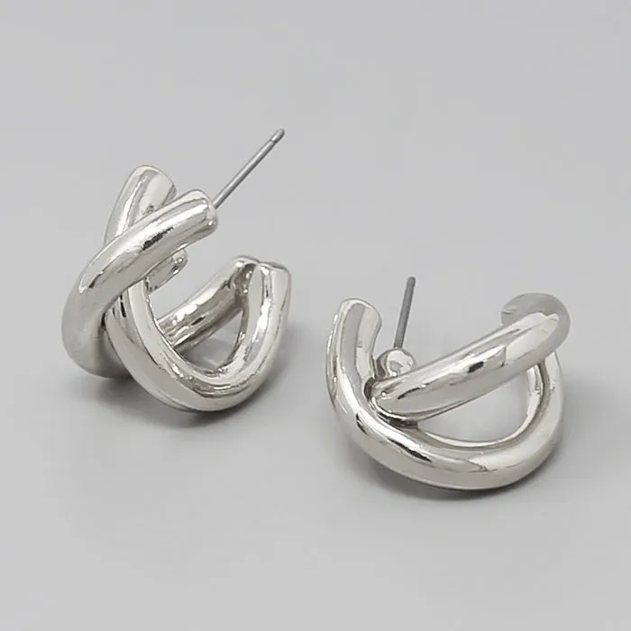 Crisscross Metal Hoop Earrings