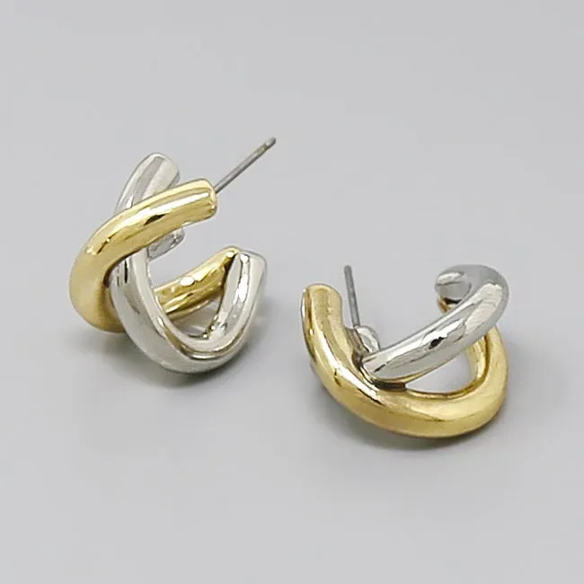 Crisscross Metal Hoop Earrings