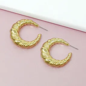 Croissant Metal Hoop Earrings