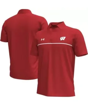 Cutter & Buck Men's NCAA Under Armour Wisconsin Badgers Playoff Chest Stripe Performance Polo