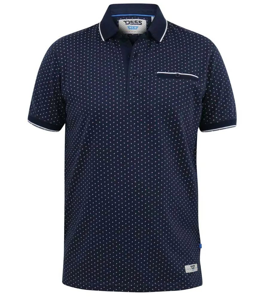 D555 Big Mens Polo Shirt With All Over Print and Jacquard Collar (DARWIN)