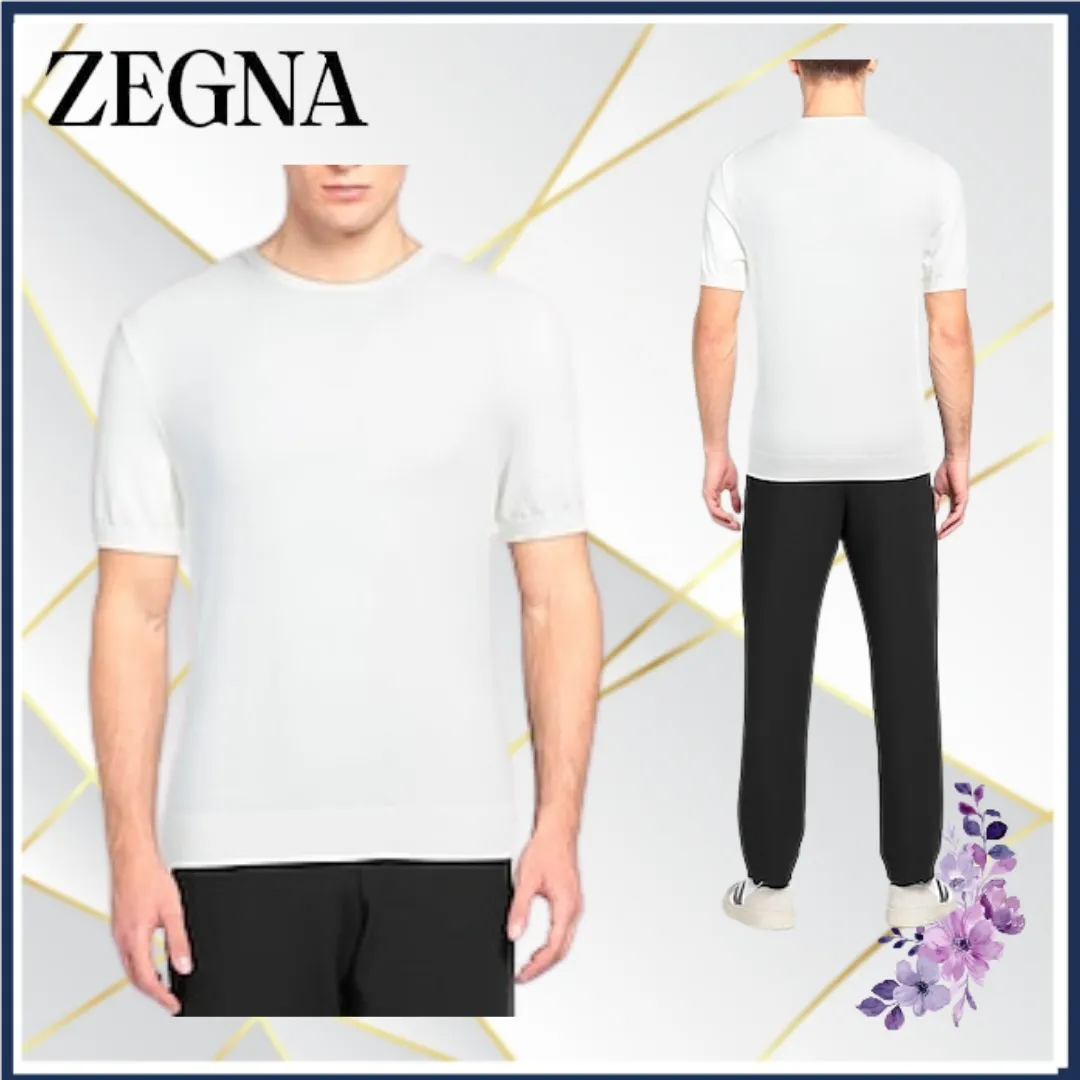 Ermenegildo Zegna  |Crew Neck Plain Cotton Short Sleeves Oversized Luxury