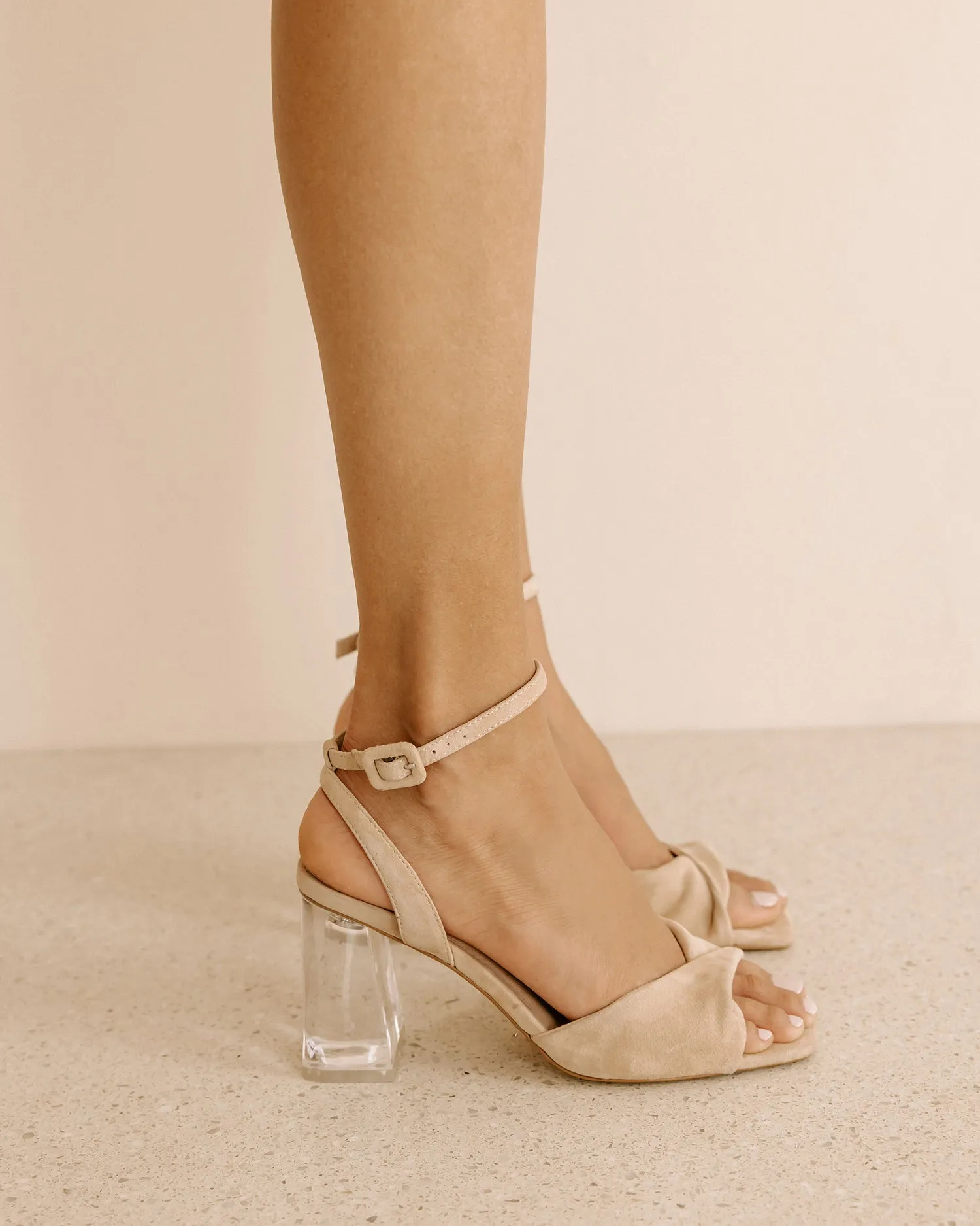 FLIRT - NUDE SUEDE HEELS - FINAL SALE