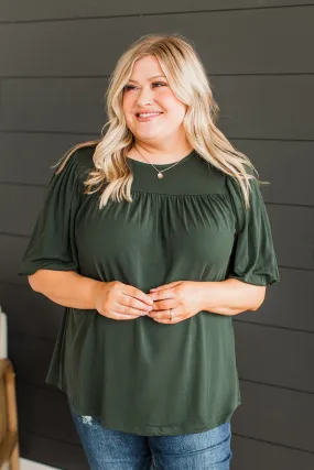 Forever Is Ours Knit Blouse- Forest Green